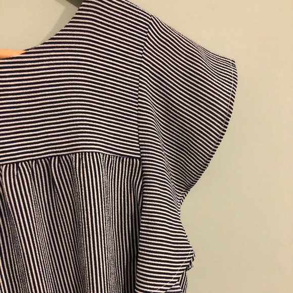 Striped Blouse with Ruffle Sleeves - Picture 2 of 6